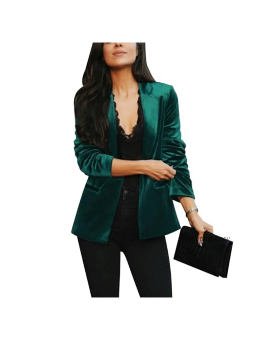 Velvet Blazer Jacket Notch Lapel Long Sleeve Button Front Work Office Tailored